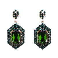 Serenity Emerald Geometric Pave Stone Earrings